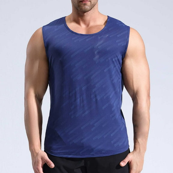 Mqqzkk Men Athletic Workout Tank Top Mesh Casual Sleeveless Shirts Crew Neck Muscle Tee Lightweight Summer Running Shirt
