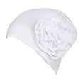 thumbnail image 1 of KLKCMS For Ladies Solid Elastic Flower Hat Turban Chemo Cancer Hair Loss Cap Head Wrap white, 1 of 9