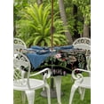 thumbnail image 3 of Outdoor Tablecloths with Umbrella Hole & Zipper, Black Spring Floral Round Tablecloth 54 Inch, Elegant Pastoral Flowers Birds Watercolor Waterproof Table Cloth, Patio/Pool/Picnic Table Covers, 3 of 8