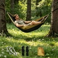thumbnail image 2 of Outdoor Hammock, Portable Foldable Woven Swing Bed Single Double Size, Compact Packable Hammock for Camping Hiking Backyard Travel Black, 2 of 6