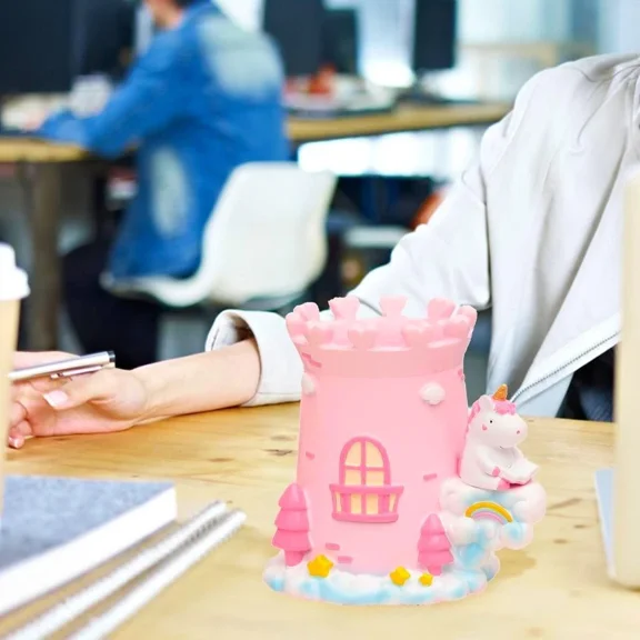 Resin Castle Pen Holder Pencil Organizer Brush Scissor Storage Desktop Decor