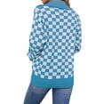 thumbnail image 4 of hirigin Women Spring Autumn Knitwear, Checkerboard Print Long Sleeve Lapel Button Loose Sweater Tops, 4 of 7