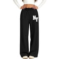 thumbnail image 5 of Nekdswn Girls Sweatpants Kids Graphic Print Wide Leg Baggy Pants Teen Girl Winter Fleece Lined Warm School Sweat Trousers for 5-14 Yeras, 5 of 6