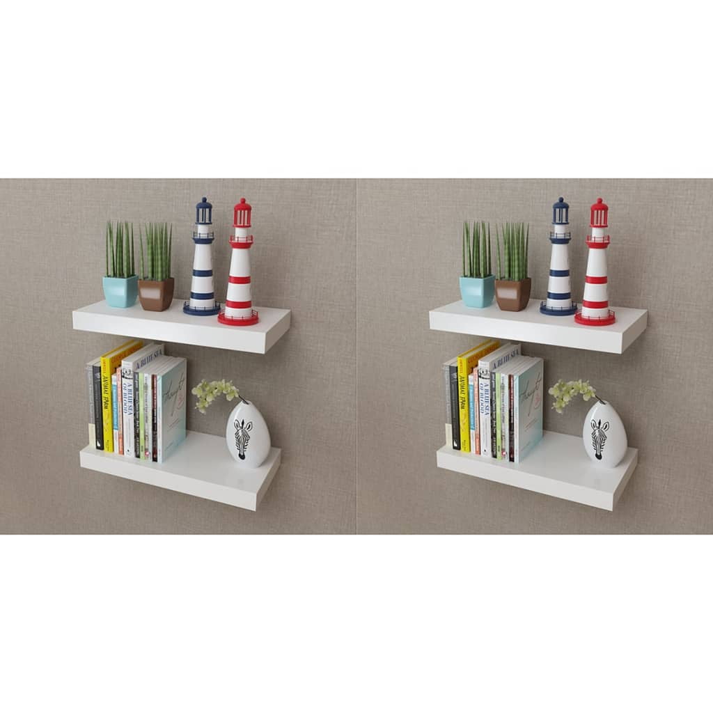 Kepooman 4pcs 15.7" Hanging Wall Shelves Decoration for Home Ofiice, White Kepooman 4pcs 15.7" Hanging Wall Shelves Decoration for Home Ofiice, White