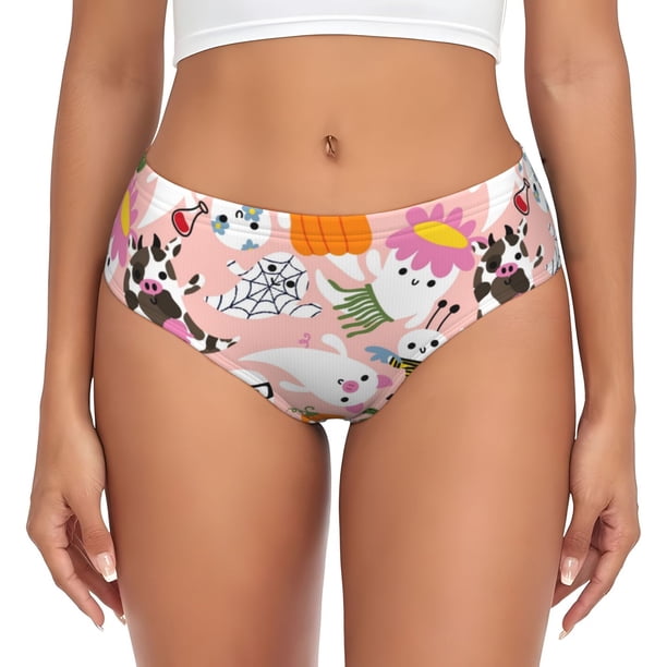 Fotbe Cartoon Halloween Calzones Estampados para Mujer – Ropa Interior de Algodón, Cómoda, Suave y Elástica-Large