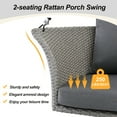 thumbnail image 6 of 51.9” 2 Person Hanging Seat, PE Rattan Wicker Woven Swing Chair with Adjustable Rope, Outdoor Hanging Daybed Swing with Comfortable Cushion for Porch Lawn Garden Backyard Balconies, Gray, 6 of 7
