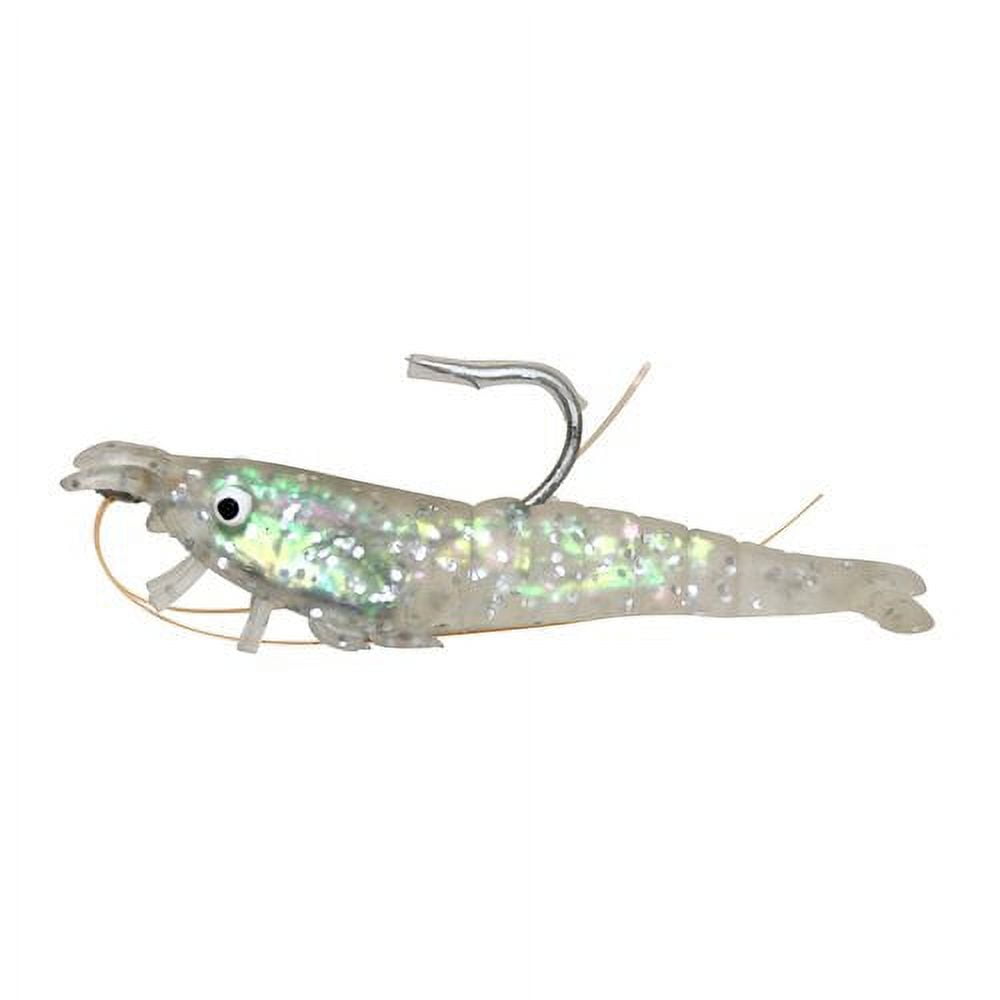 (2 pack) Tsunami Holographic Shrimp Soft Bait 3'' – Clear and Silver Glitter, 3‑Count