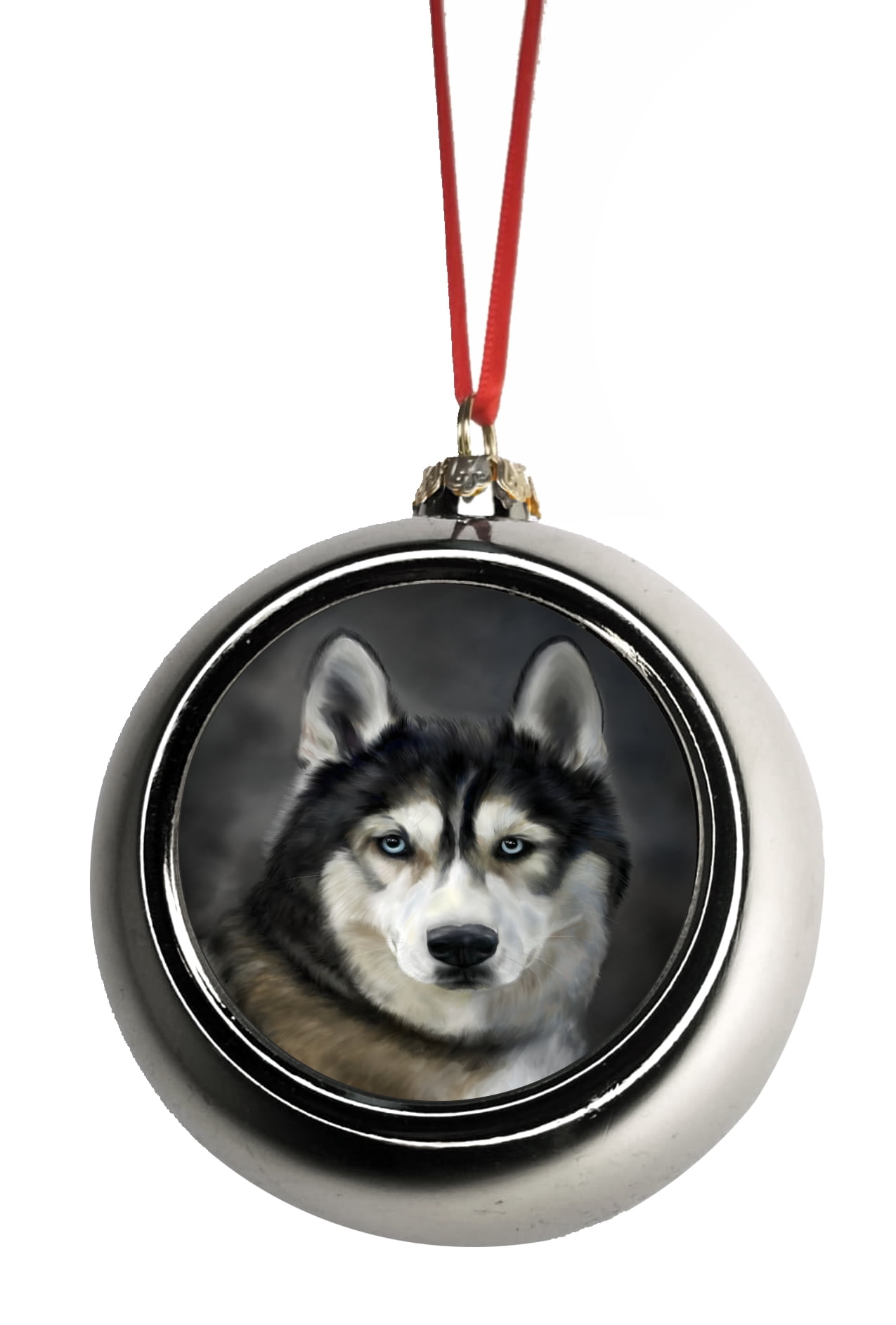 Dog Ornament Siberian Husky Bauble Christmas Ornaments Silver Bauble