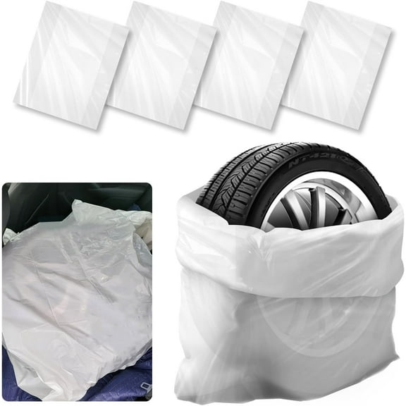 4Pcs Extra-Large Tire Covers,Tutuviw Tire Storage Bags,Waterproof Dustproof Wheel Protective Cover,Automotive Accessories Tear-Resistant Plastic Tire Bags Spare Tyre Bags Universal for Most Vehicles
