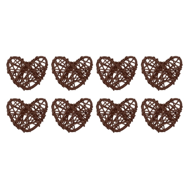 Unique Bargains 20Pcs Heart Shaped Rattan Ball Vase Filler Natural Rattan for Wedding Home Decoration Coffee 2 in