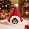 thumbnail image 4 of Neoargh Christmas Pet Bed, Cozy Guinea Pig House, Christmas Hat Design, Soft Fabric, Washable Bed, Non-Slip Base, 4 of 8