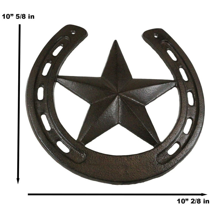 Cast Iron Horseshoe Wall Decor - Vintage Star Design, Lucky Charm For Home, Farmhouse Or Western Theme