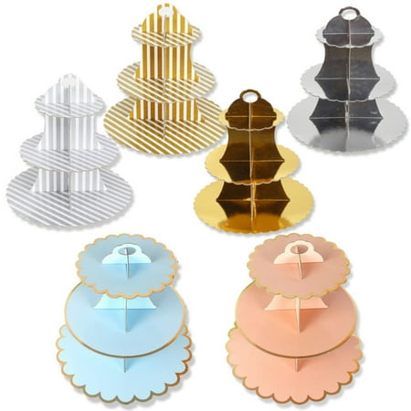 

HeYii 3-Layer Round Birthday Wedding Party Cupcake Dessert Paper Stand Display Rack