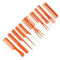 thumbnail image 5 of Juego de peine para peinado, 10 Uds., antiestático, profesional, estilistas de peluquería, paquete de peines para mujeres y hombres, color naranja, 5 of 5