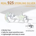 thumbnail image 6 of ChicSilver Star & Moon Stud Earrings Tiny Created White Opal White Gold Plated Sterling Silver Earrings Hypoallergenic Birthstone Jewelry Gift for Women, 6 of 7