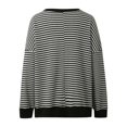 thumbnail image 6 of 2025 New Striped Print Waffle Sweatshirts for Women Loose Fit Crewneck Drop Shoulder Long Sleeve Pullover Tops Trendy Soft Comfy Split Hem Stylish Outfit for Daily Wear Black XXXXXL, 6 of 8