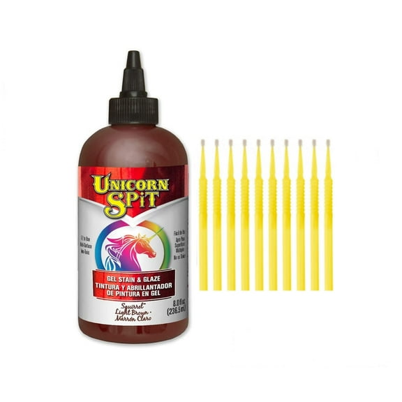 Unicorn SPiT Gel Stain & Glaze in One - 20 Complete Original & Sparkle Paint Collection with 10 TreBBies Fine Detail Sticks (8oz, Squirrel)
