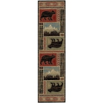 Mayberry Rugs  Aspen Multi Lodge Bear Area Rug 2'3" x 7'7" 8' Runner