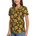 thumbnail image 2 of Xecao Vintage Plaid Sunflower for Women's V-Neck T-Shirts-Elegant Half-Sleeve Tops Perfect for Summer-XX-Large, 2 of 5