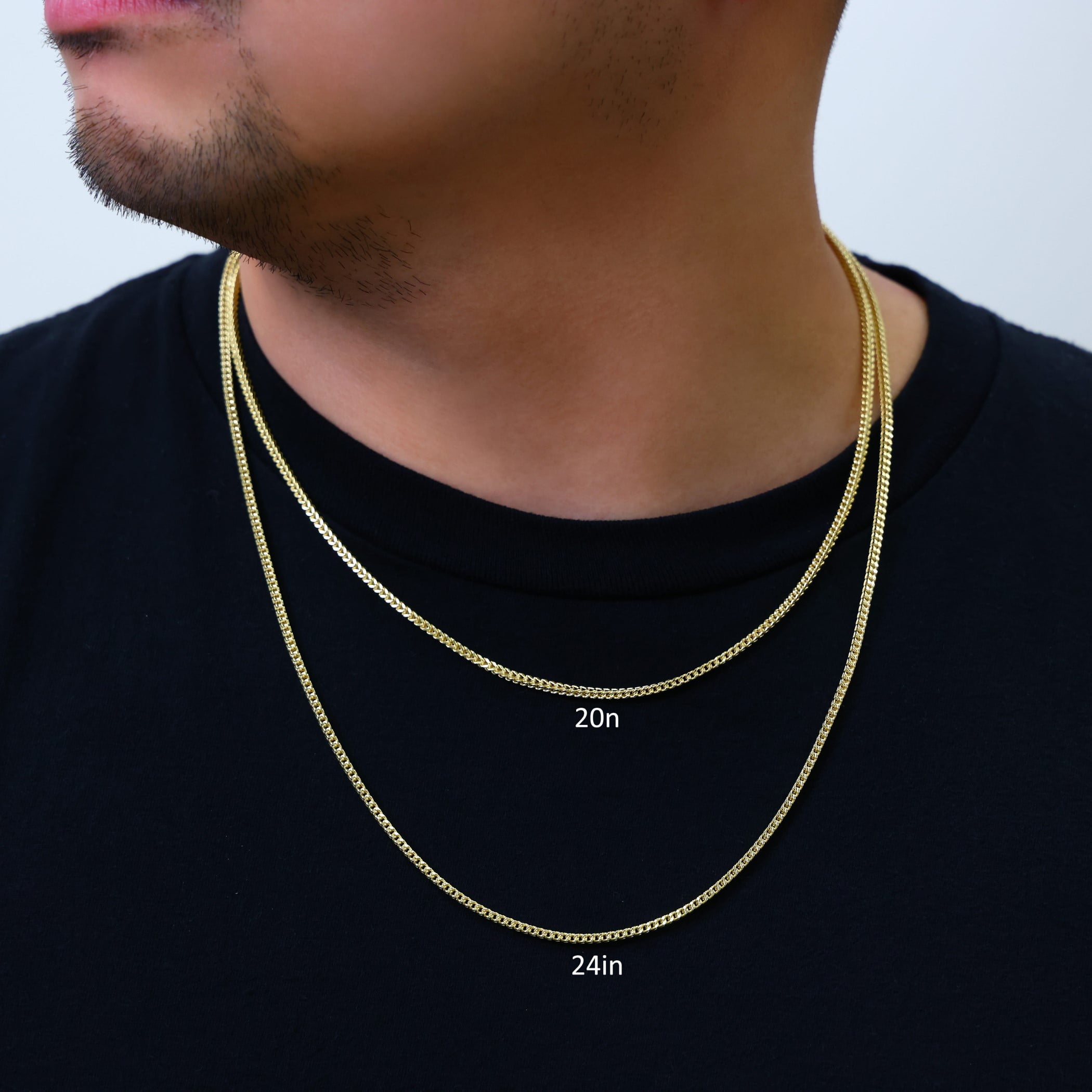 Nuragold 10k Real Yellow Gold Franco Square 2.5mm Box Chain Wheat Chain Necklace (16"-30") Italian Jewelry for Men & Women