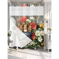 thumbnail image 2 of No Hook Shower Curtain with Snap-in Liner, Easter Waterproof Fabric Bathroom Curtains, Retro Spring Rabbit Flowers Plants Wooden Plank Bath Curtains & Mesh Top Window 66"x72", 2 of 9