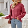 thumbnail image 3 of TAIAOJING Womens Crew Neck T-Shirt Loose Casual Solid Color Bubble Sleeve V Neck Long Sleeve Tops, 3 of 6