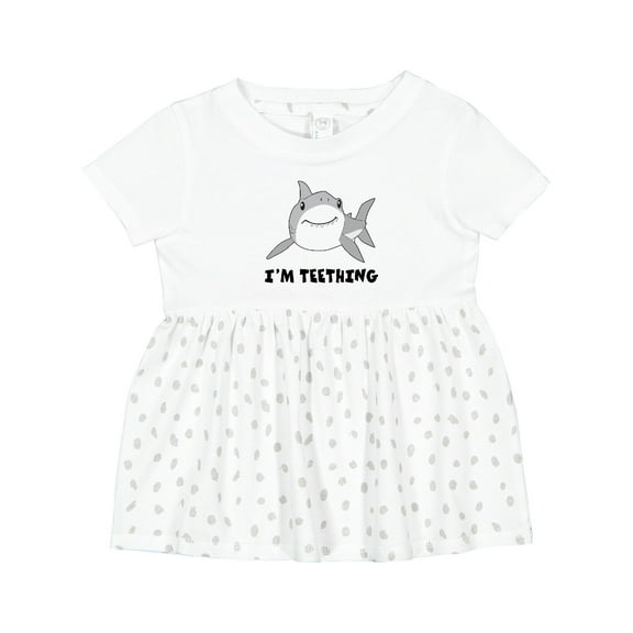 Inktastic I'm Teething Cute Shark Girls Baby Dress