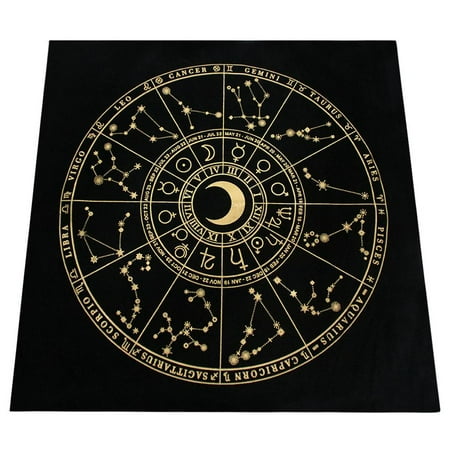 

IMSHIE Tarot Cloth Flannel Divination Tablecloth Black Spiritual Healing Board Game Tablecloth Pagan Wheel Of The Year Pattern Table Linen for Tarot Lovers cool