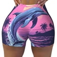 thumbnail image 2 of Susaid Hawaiian Beach Dolphin Print Intensify Workout Shorts for Women Seamless Scrunch Short Gym Yoga Running Sport Active Exercise Fitness Shorts-Large, 2 of 8