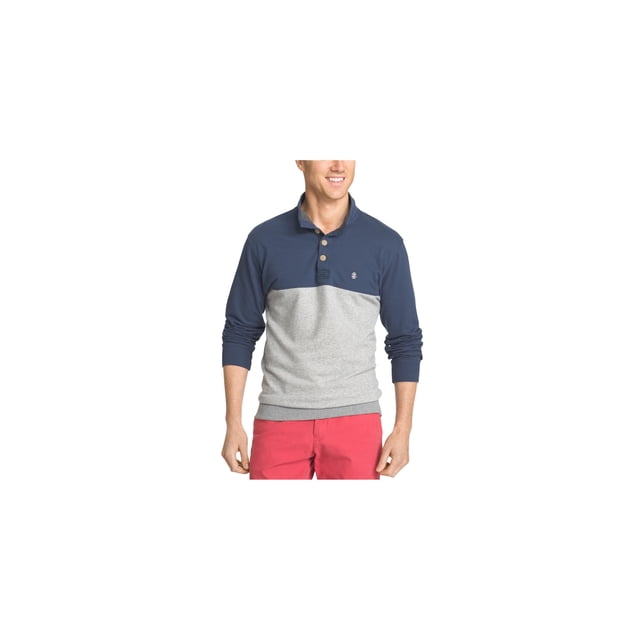 IZOD Mens Colorblocked Henley Shirt, Grey, XX-Large