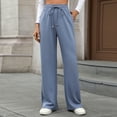 thumbnail image 2 of XFLWAM Women's Wide Leg Sweatpants High Waisted Baggy Lounge Pants Drawstring Athletic Flared Joggers with Pockets Blue M, 2 of 9