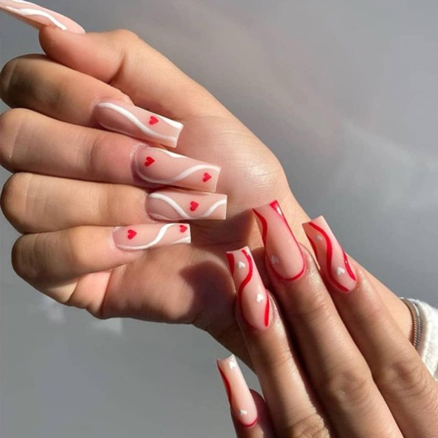 YoYoee - Pegatinas largas para uñas postizas - Uñas prensadas de ataúd, uñas acrílicas postizas, palos de uñas diarios para mujeres y niñas, 24 unidades Ormromra HMYH768