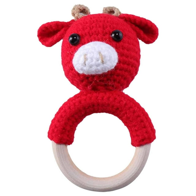 Cartoon Knitting, Hand Crochet Weaving, Ringing Bell, Wooden Ring, the Bell Inside Can Make A Sound J