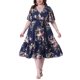 thumbnail image 2 of Vestido de verano de talla grande Agnes Orinda con volantes, corte envolvente en v, mangas cortas, vestido maxi casual con cinturón 3X azul marino, 2 of 6