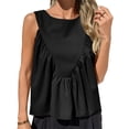 thumbnail image 2 of Womens Peplum Babydoll Tank Tops Summer Sleeveless Loose T Shirts Casual Shirred Flowy Tops, 2 of 7