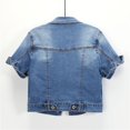 thumbnail image 5 of JIAYUE Womens Denim Outerwear Coats Jackets Solid Color Short Sleeve Relaxed Fit Button Trucker Cropped For Women Classic Design, 5 of 8