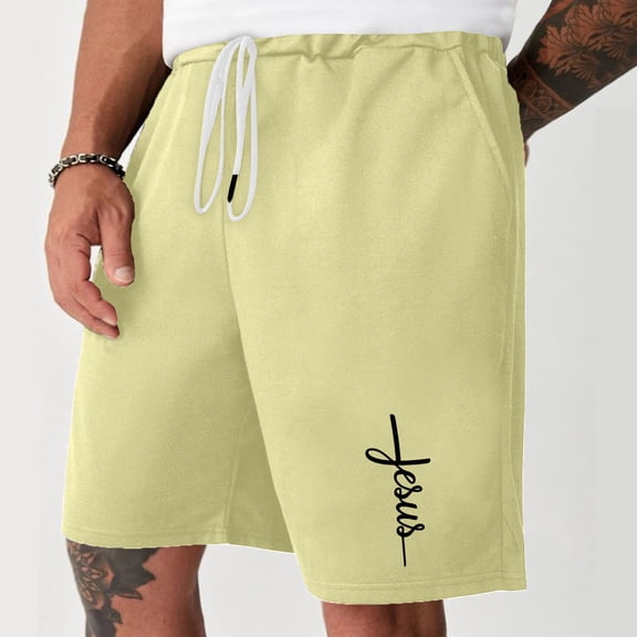 Mens Navy Printed Drawstring Shorts, Graphic Design, Summer Outdoor & Leisure