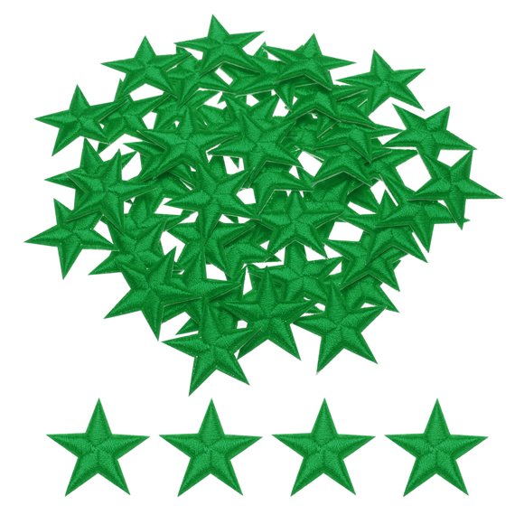 Unique Bargains Small 5Star Iron on Patches Embroidered Sew Patches for Clothing 2.9x2.9cm/1.14x1.14' Pack of 50 (Green)