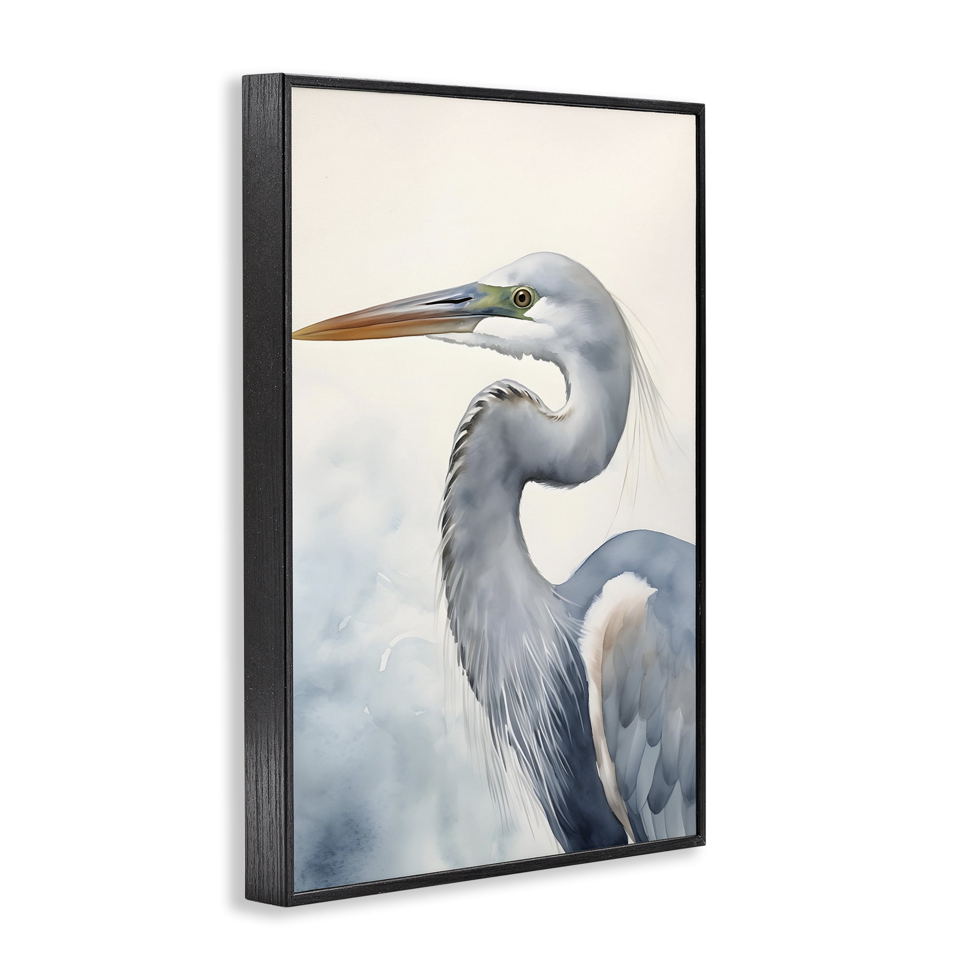 Stupell Industries Quiet Heron Looking Left Animals & Insects Painting Black Framed Art Print Wall Art, 20 x 30