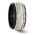 thumbnail image 2 of Finest Gold Edward Mirell Black Titanium & Sterling Silver Inlay Polished Fancy Design Ring - Size 10, 2 of 7
