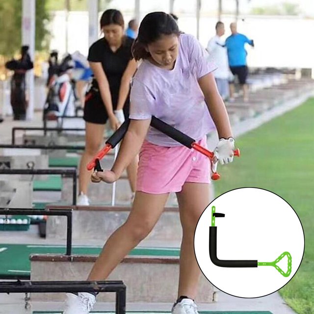 Ayuda para entrenador de swing de golf Corrector de postura de swing Ayuda para entrenamiento de golf Alineación de swing verde fluorescente Cola Entrenador de swing de golf