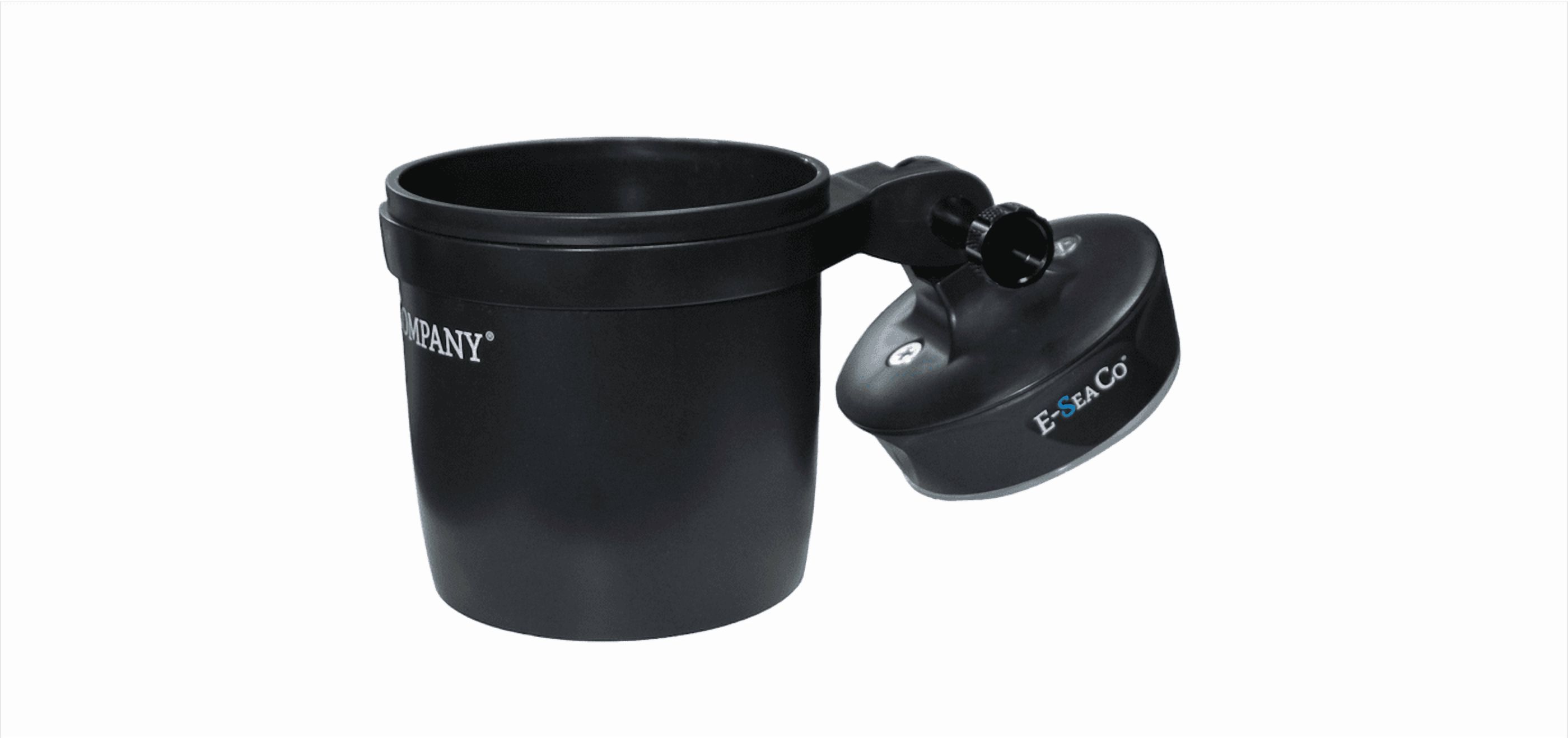 E-Sea Company E-Sea Cup Adjustable-(Black). Heavy-Duty Suction Mounted Cup Holder. Perfect for Boats, Kayaks, ATV's. Golf Carts, RV's, Cars, While Camping and More!