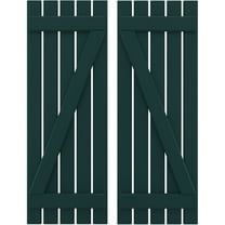 Ekena Millwork 19 1/2"W x 51"H Americraft Five Board (2 Batten) Exterior Real Wood Spaced Board-n-Batten Shutters w/ Z-Bar (Per Pair), Thermal Green
