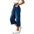 thumbnail image 5 of Levmjia Women's Plus Size Elastic Waist Denim Capri Pants High Waisted Wide Leg Cropped Jeans with Pockets Drawstring Casual Trousers for Women, 5 of 8