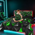 thumbnail image 3 of Manfei 3D Geometric Triangle King Bedding, Green Black King Bed in a Bag, Black Reversible 7 Pieces, 3 of 6
