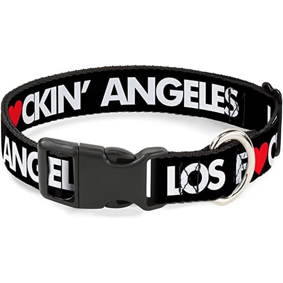 Buckle-Down Dog Collar Plastic Clip Leopard White Black Multi Color Available in Adjustable Sizes for Small Medium Large Dogs