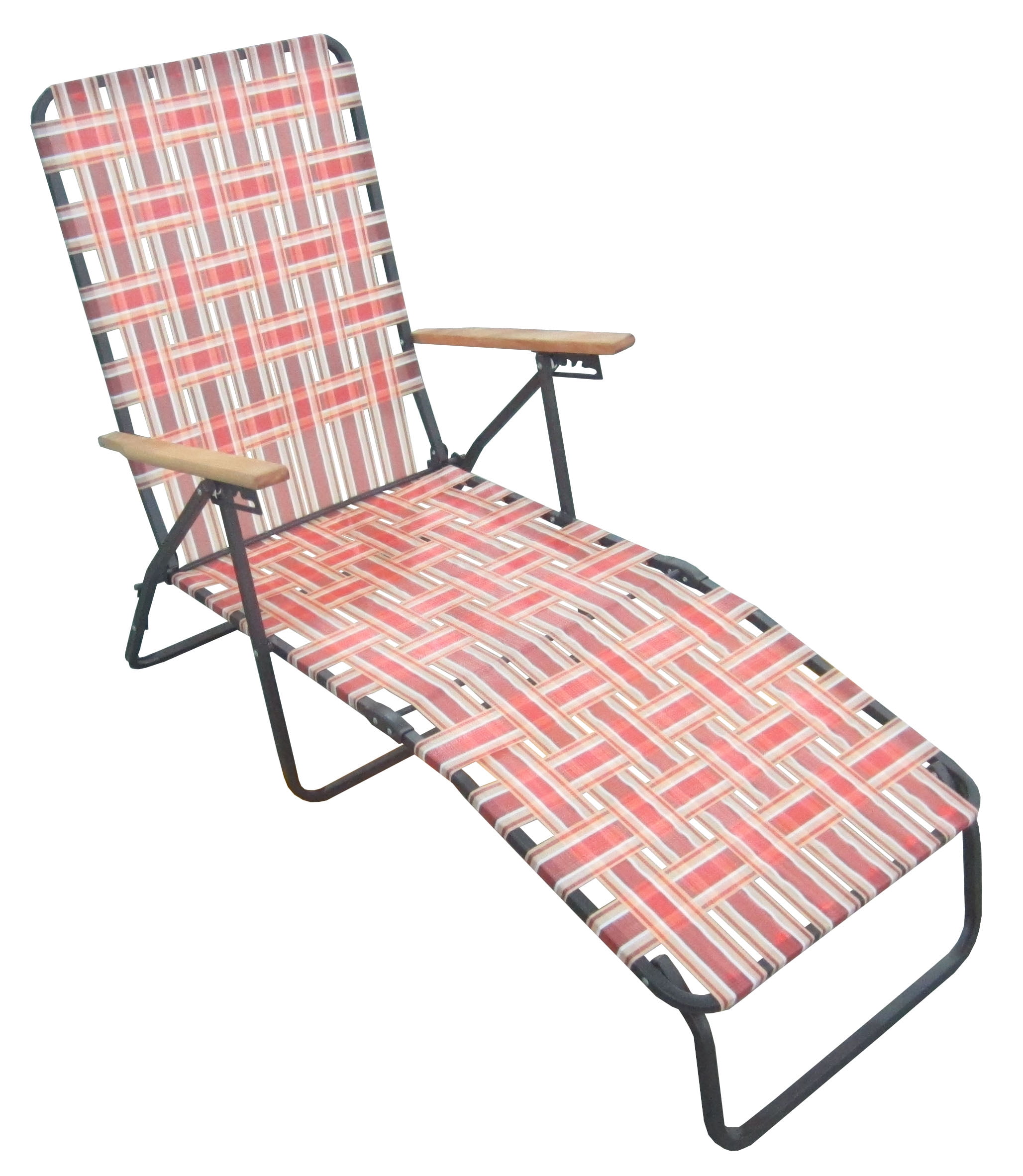 Mainstays Steel Folding Web Lounge Chair, Red & Tan - Walmart.com