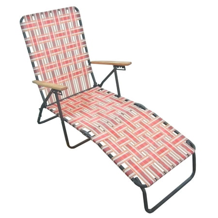 Mainstays Steel Folding Web Lounge Chair Red Tan Walmart Com