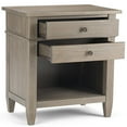 thumbnail image 2 of SIMPLIHOME Carlton 24 inches Wide Night Stand, Bedside table, Distressed Grey SOLID WOOD, Rectangle, with Storage, 2 Drawers and 1 Shelf, For the Bedroom, Contemporary Modern, 2 of 5
