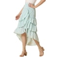 thumbnail image 4 of INSPIRE CHIC Women's High Low Ruffle Hem Skirt Elastic Waisted Ruched Floral Maxi Tiered Skirt XS Light Blue, 4 of 5